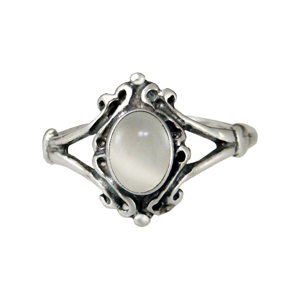 Sterling Silver Victorian White Moonstone Ring Size 9 Sterling Silver Victorian White Moonstone Ring Size 9